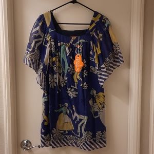 NWT, Voom by Joy Han Vintage Purple Silk Artisan Dress